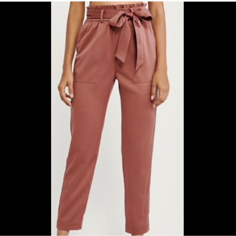 Abercrombie Satin High-Waisted Paper Bag Pants